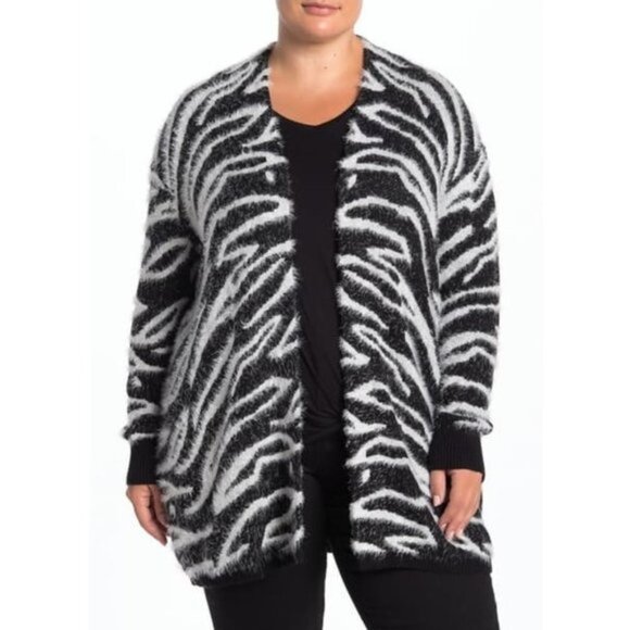 SUSINA Animal Print Eyelash Knit Cardigan - Picture 1 of 6